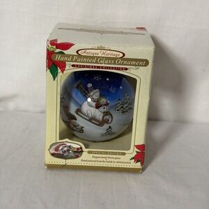 Hand Painted‎ Hand Blown Glass Christmas Ornament Snowman Antique Heritage NEW